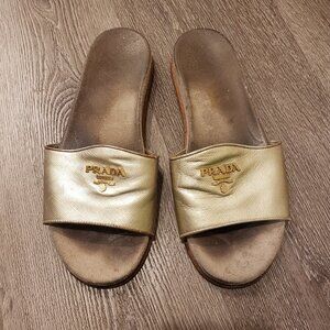 Gold Prada sandals